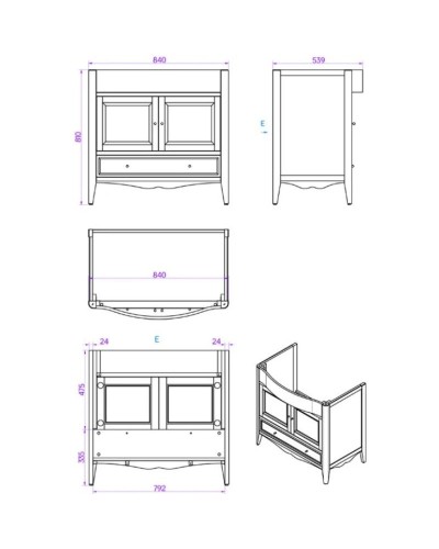 Тумба с раковиной белый 90 см Tiffany World Veronica Nuova VER3090B+AR864BIx1KOMPLEKT