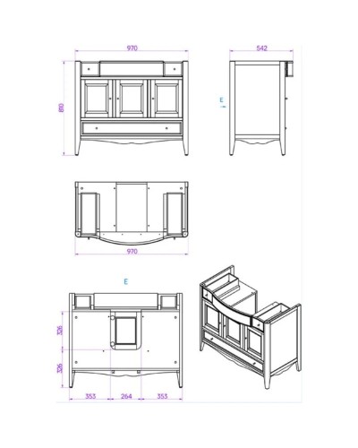 Тумба с раковиной белый 105 см Tiffany World Veronica Nuova VER6105B+AR874BIx1KOMPLEKT