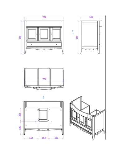 Тумба с раковиной белый 105 см Tiffany World Veronica Nuova VER4105B+AR874BIx1KOMPLEKT