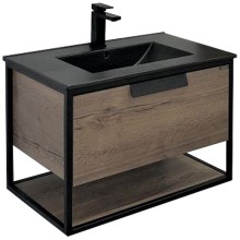 Тумба с раковиной Comforty Бонн 75 00-00001936 подвесная Дуб темный