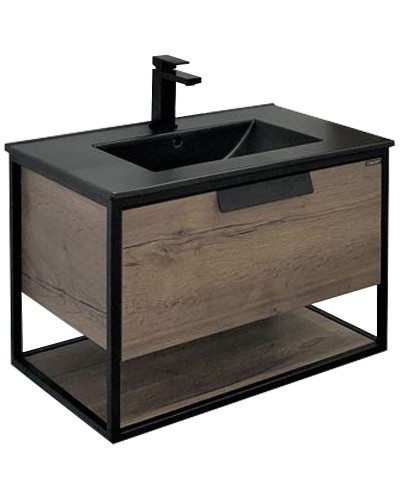Тумба с раковиной Comforty Бонн 75 00-00001936 подвесная Дуб темный