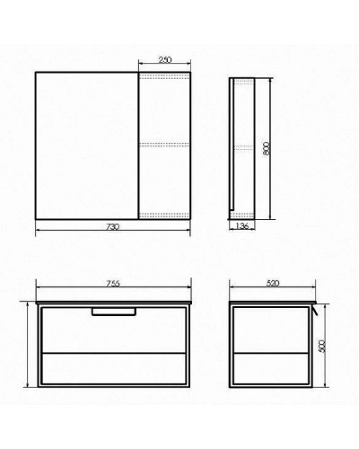 Тумба с раковиной Comforty Бонн 75 00-00001936 подвесная Дуб темный