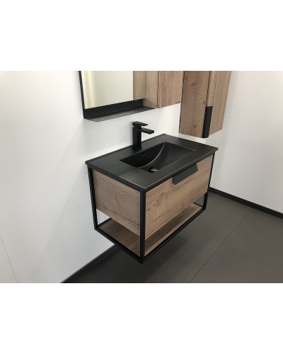 Тумба с раковиной Comforty Бонн 75 00-00001936 подвесная Дуб темный