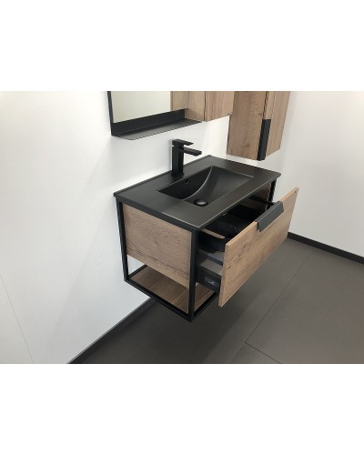 Тумба с раковиной Comforty Бонн 75 00-00001936 подвесная Дуб темный