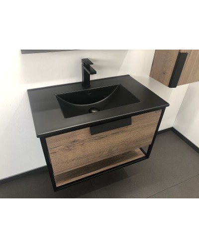 Тумба с раковиной Comforty Бонн 75 00-00001936 подвесная Дуб темный