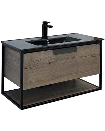 Тумба с раковиной Comforty Бонн 90 00-00001937 подвесная Дуб темный