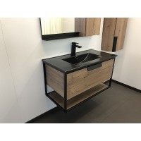 Тумба с раковиной Comforty Бонн 90 00-00001937 подвесная Дуб темный