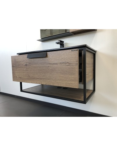 Тумба с раковиной Comforty Бонн 90 00-00001937 подвесная Дуб темный