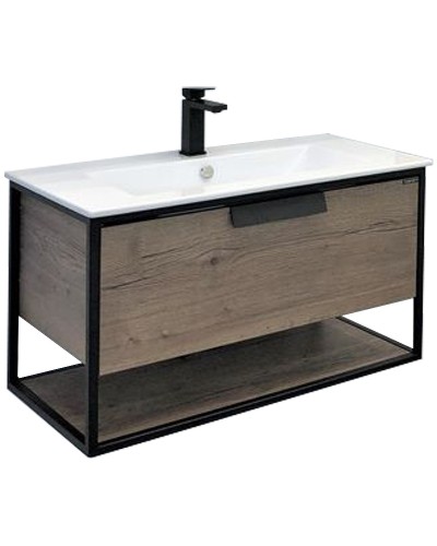 Тумба с раковиной Comforty Бонн 90 00-00003466 подвесная Дуб темный