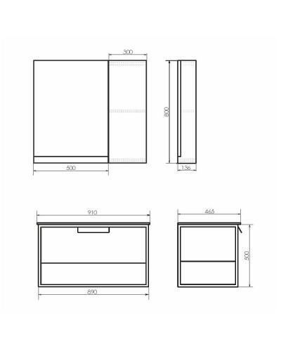 Тумба с раковиной Comforty Бонн 90 00-00003466 подвесная Дуб темный