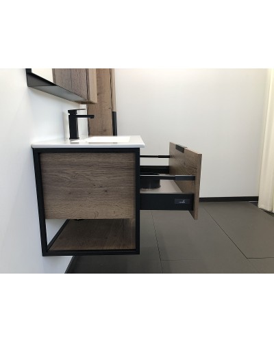 Тумба с раковиной Comforty Бонн 90 00-00003466 подвесная Дуб темный