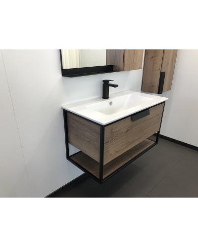 Тумба с раковиной Comforty Бонн 90 00-00003466 подвесная Дуб темный