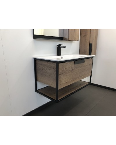 Тумба с раковиной Comforty Бонн 90 00-00003466 подвесная Дуб темный