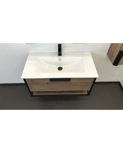 Тумба с раковиной Comforty Бонн 90 00-00003466 подвесная Дуб темный