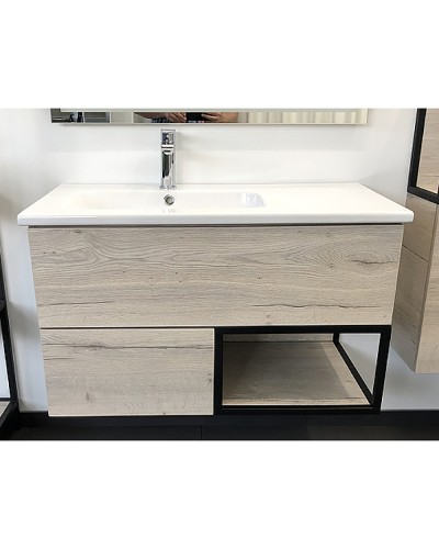 Тумба с раковиной Comforty Мальме 90 00-00004200 подвесная Дуб дымчатый