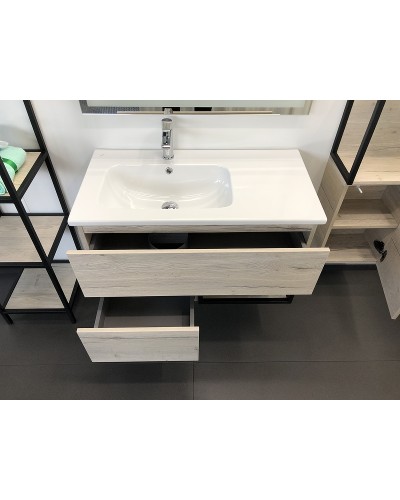 Тумба с раковиной Comforty Мальме 90 00-00004200 подвесная Дуб дымчатый