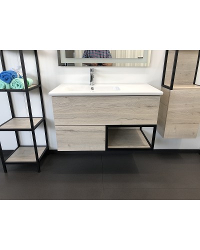 Тумба с раковиной Comforty Мальме 90 00-00004200 подвесная Дуб дымчатый