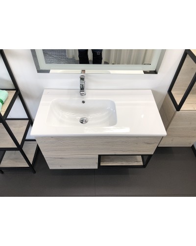 Тумба с раковиной Comforty Мальме 90 00-00004200 подвесная Дуб дымчатый