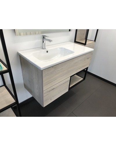 Тумба с раковиной Comforty Мальме 90 00-00004200 подвесная Дуб дымчатый