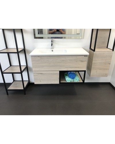 Тумба с раковиной Comforty Мальме 90 00-00004200 подвесная Дуб дымчатый