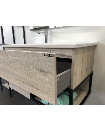 Тумба с раковиной Comforty Мальме 90 00-00004200 подвесная Дуб дымчатый