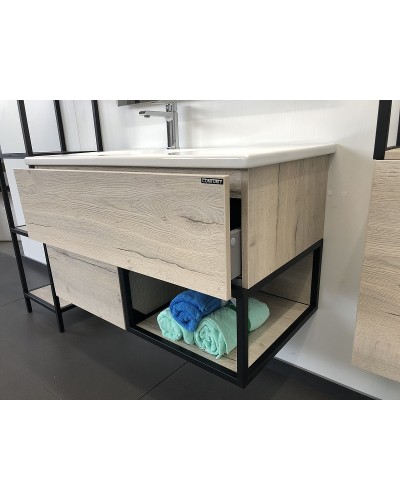 Тумба с раковиной Comforty Мальме 90 00-00004200 подвесная Дуб дымчатый