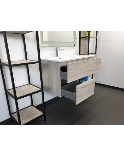 Тумба с раковиной Comforty Мальме 90 00-00004200 подвесная Дуб дымчатый