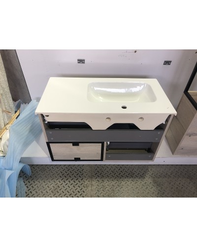 Тумба с раковиной Comforty Мальме 90 00-00004200 подвесная Дуб дымчатый