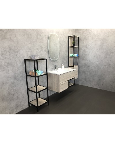 Тумба с раковиной Comforty Мальме 90 00-00004200 подвесная Дуб дымчатый