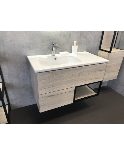 Тумба с раковиной Comforty Мальме 90 00-00004200 подвесная Дуб дымчатый