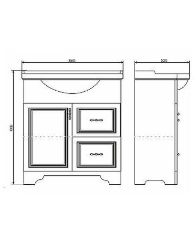 Тумба с раковиной Comforty Севилья 85 00-00003083 Слоновая кость