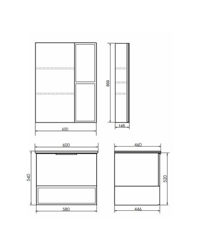 Тумба с раковиной Comforty Франкфурт 60 00-00004332 подвесная Бетон светлый Черная матовая
