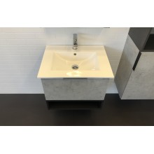 Тумба с раковиной Comforty Франкфурт 60 00-00004332 подвесная Бетон светлый Черная матовая