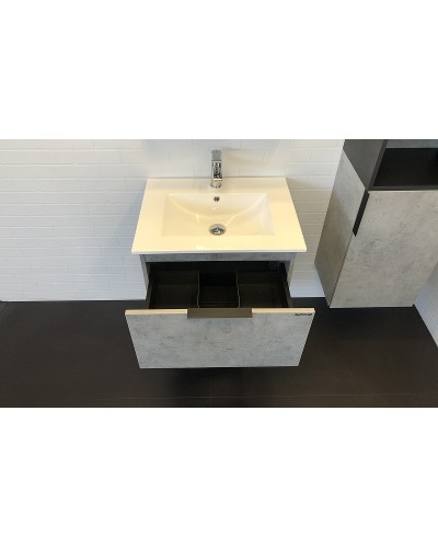 Тумба с раковиной Comforty Франкфурт 60 00-00004332 подвесная Бетон светлый Черная матовая