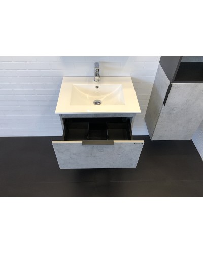 Тумба с раковиной Comforty Франкфурт 60 00-00004332 подвесная Бетон светлый Черная матовая