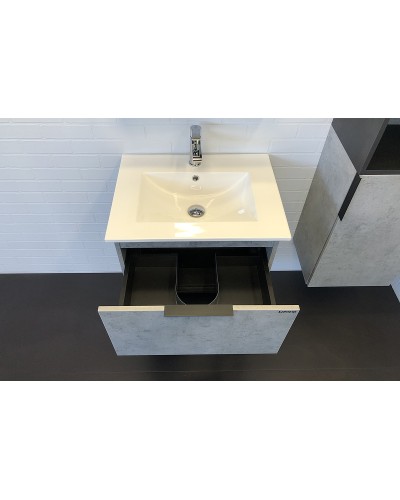 Тумба с раковиной Comforty Франкфурт 60 00-00004332 подвесная Бетон светлый Черная матовая