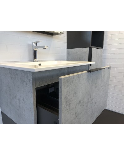 Тумба с раковиной Comforty Франкфурт 60 00-00004332 подвесная Бетон светлый Черная матовая