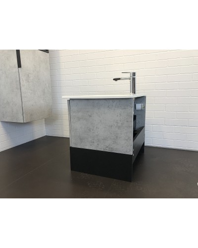 Тумба с раковиной Comforty Франкфурт 60 00-00004332 подвесная Бетон светлый Черная матовая