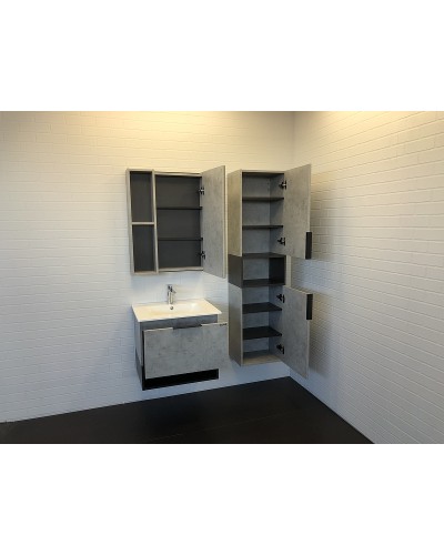 Тумба с раковиной Comforty Франкфурт 60 00-00004332 подвесная Бетон светлый Черная матовая