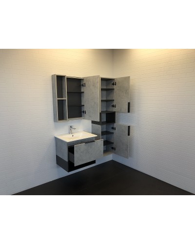 Тумба с раковиной Comforty Франкфурт 60 00-00004332 подвесная Бетон светлый Черная матовая