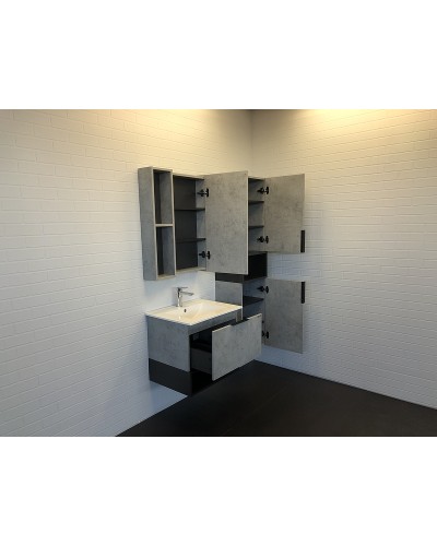 Тумба с раковиной Comforty Франкфурт 60 00-00004332 подвесная Бетон светлый Черная матовая