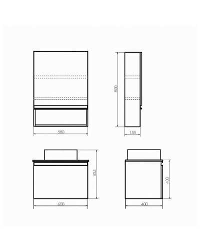 Тумба с раковиной Comforty Эдинбург 60 00-00001928 подвесная Бетон светлый