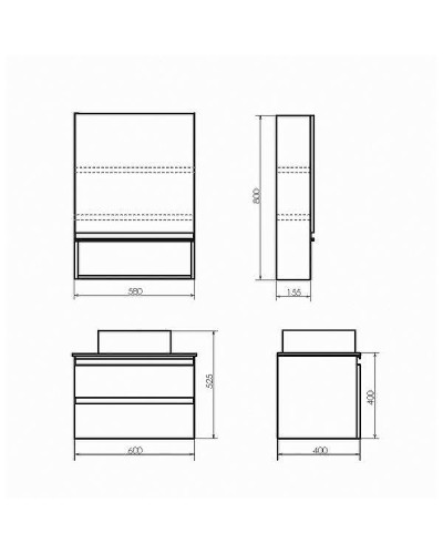 Тумба с раковиной Comforty Эдинбург 60-2 00-00005700 подвесная Бетон светлый
