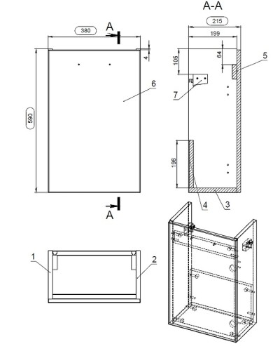 Тумба под раковину Cersanit Lara 40 63420 подвесная Орех