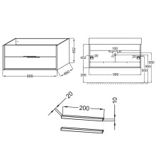 Тумба под раковину Jacob Delafon Vivienne 100 EB1508-N18-N18 подвесная Белая ручки Хром
