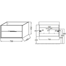 Тумба под раковину Jacob Delafon Vivienne 80 EB1584-E52-F30 подвесная Белый сатин Дуб табак