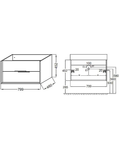 Тумба под раковину Jacob Delafon Vivienne 80 EB1584-E52-F30 подвесная Белый сатин Дуб табак