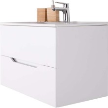 Тумба с раковиной Orange Line 80 Li-80Tuw+Ra подвесная Белая матовая