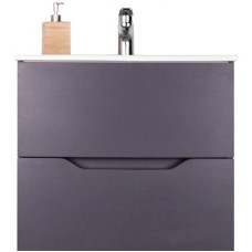 Тумба с раковиной Orange Line 60 Li-60Tug+Ra подвесная Графит матовый