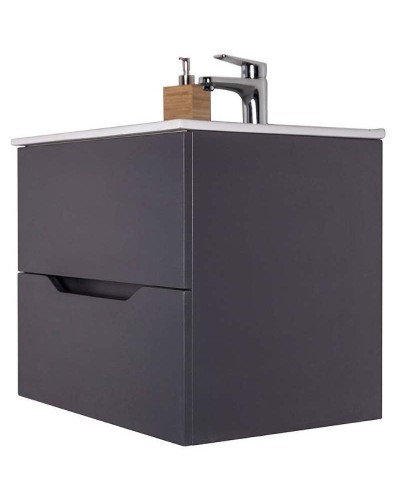 Тумба с раковиной Orange Line 60 Li-60Tug+Ra подвесная Графит матовый